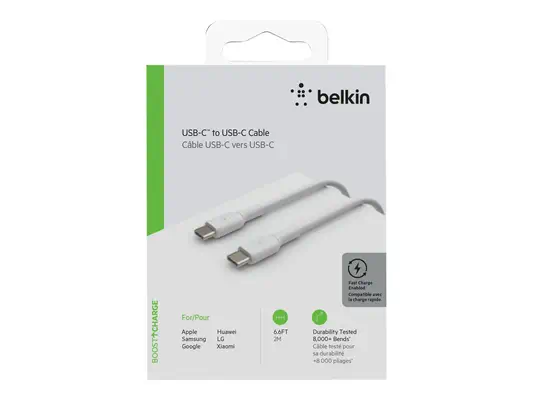 BELKIN Câble USB-C vers USB-C 2m blanc - Belkin - visuel 1