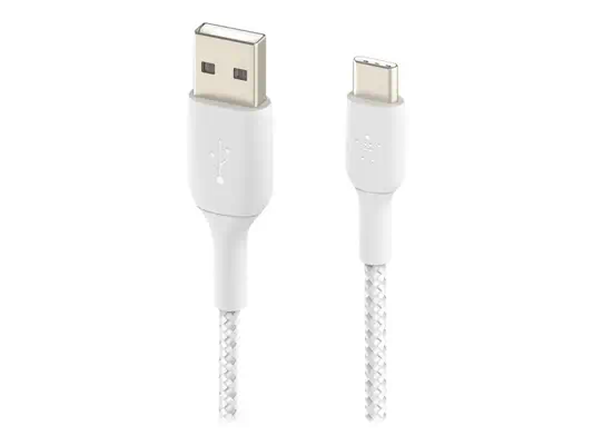 BELKIN Câble tressé USBA USBC 0.15m blan - Belkin - Câble USB - visuel 3