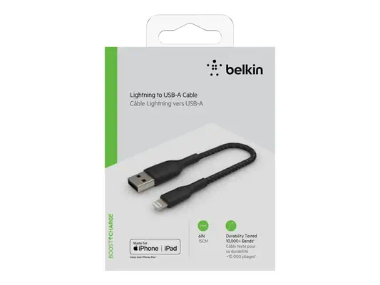 BELKIN Câble tressé Lightning USBA 0.15m - Belkin - Câble USB - visuel 2