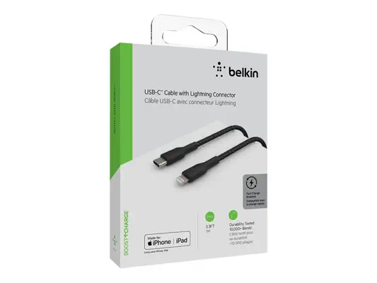 BELKIN Câble USB-C vers Lightning Tréssé 1m Noir - Belkin - visuel 1