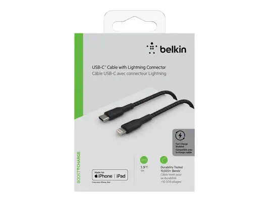 BELKIN Câble USB-C vers Lightning Tréssé 1m Noir - Belkin - visuel 2