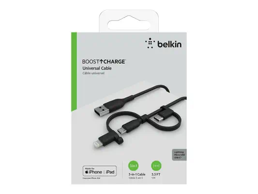 BELKIN Cable USB-A vers USB-C Lightning et MicroUSB - Belkin - Câble USB - visuel 2