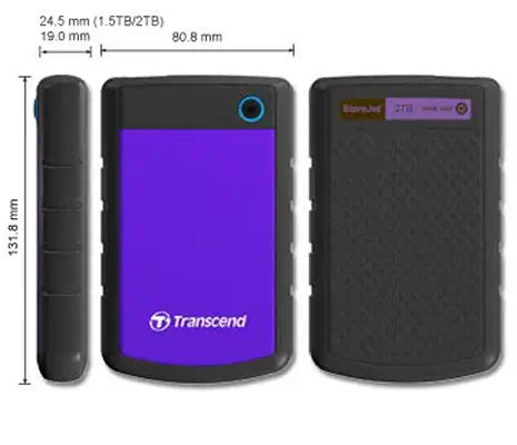 StoreJet 25H3P (USB 3.0), 2TB - Transcend - Disque dur Externe - visuel 2