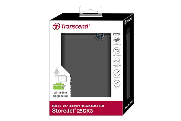 Transcend TS0GSJ25CK3 Boîtier de disques de stockage Boîtier disque dur/SSD Gris 2.5" - Disque dur SSD - visuel 3