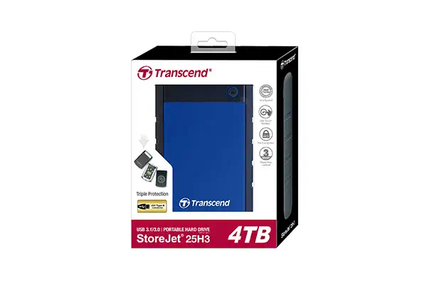 Transcend StoreJet 25H3 disque dur externe 4 To 5400 tr/min 2.5" USB 3.2 Gen 1 (3.1 Gen 1) Bleu, Mar - Disque dur Externe - visuel 3