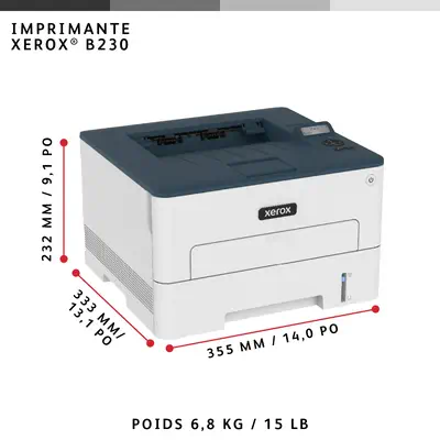 Xerox B230 Imprimante recto verso sans fil A4 34 ppm, PCL5e/6, 2 magasins Total 251 feuilles - Imprimante Laser - visuel 8