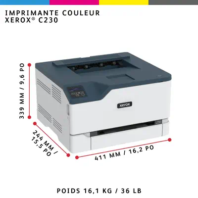 Xerox C230 Imprimante recto verso sans fil A4 22 ppm, PS3 PCL5e/6, 2 magasins Total 251 feuilles - Imprimante Laser - visuel 8