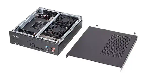Slim PC DH670 , S1700, 2x HDMI, 2x DP , 2x LAN, 2x COM, 8x USB, 1x 2.5", 2x M.2, fonctionnement perm - Shuttle - Barebone - visuel 6