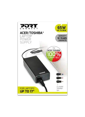 Port Designs 900093-ACTO adaptateur de puissance & onduleur Intérieure 65 W Noir - Boitier d'alimentation - visuel 2