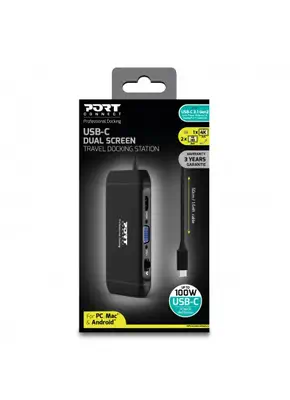 Port Designs 901913 hub & concentrateur USB 2.0 Type-C 5000 Mbit/s Noir - Station d'accueil pour portable - visuel 10