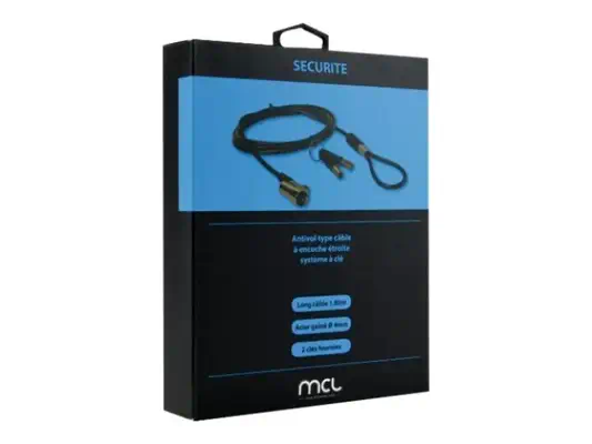 MCL Antivol type câble à encoche étroite système à clé 1.80m - Autre Accessoire pour portable - visuel 1
