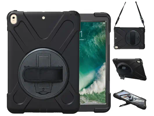 COQUE RENFORCEE AVEC BANDOULIERE, POIGNEE ROTATIVE ET PIED SUPPORT POUR APPLE IPAD PRO 10.5" / IPAD  - DLH - Etui et Housse - visuel 1