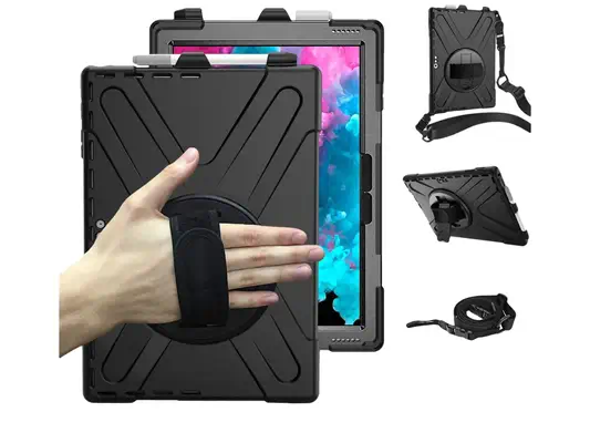 Coque renforcée avec emplacement stylet, bandoulière, poignée rotative et pied support pour SAMSUNG  - DLH - Etui et Housse - visuel 1