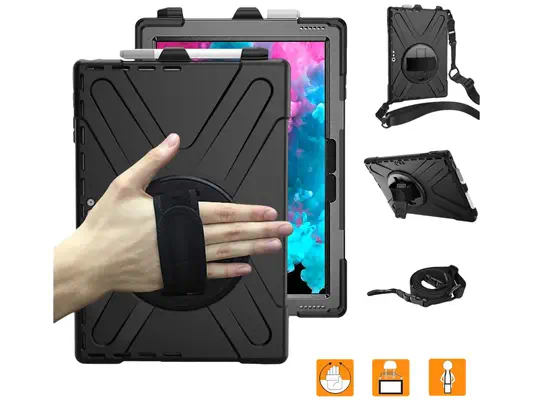 Coque renforcée avec emplacement stylet, bandoulière, poignée rotative et pied support pour SAMSUNG  - DLH - Etui et Housse - visuel 2