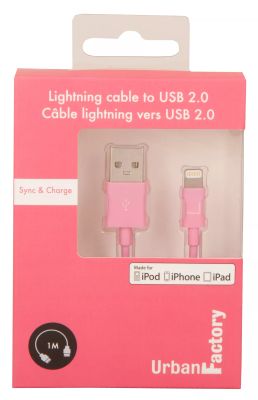 Achat URBAN FACTORY CABLE LIGHTNING MFI 1M ROSE BOITE - 3760170854212