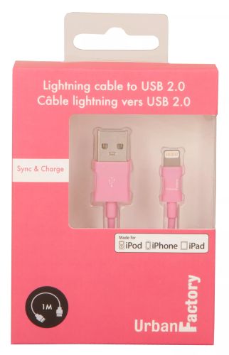 Achat URBAN FACTORY CABLE LIGHTNING MFI 1M ROSE BOITE - 3760170854212