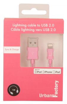 Achat Accessoires Tablette URBAN FACTORY CABLE LIGHTNING MFI 1M ROSE BOITE