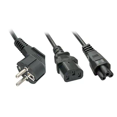 LINDY 2m Schuko to 1x IEC C13 and 1x IEC C5 Y-Power - Lindy - Câble divers - visuel 1