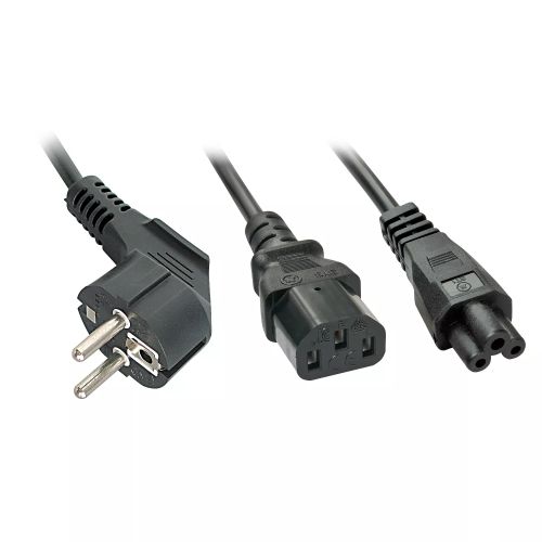 Revendeur officiel LINDY 2m Schuko to 1x IEC C13 and 1x IEC C5 Y-Power Cable