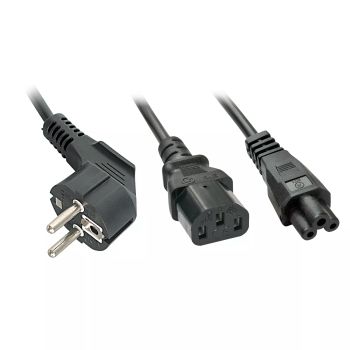 Achat Câble divers LINDY 2m Schuko to 1x IEC C13 and 1x IEC C5 Y-Power Cable