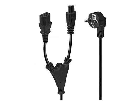 LINDY 2m Schuko to 1x IEC C13 and 1x IEC C5 Y-Power - Lindy - Câble divers - visuel 3