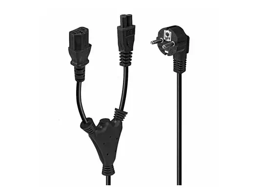 LINDY 2m Schuko to 1x IEC C13 and 1x IEC C5 Y-Power - Lindy - Câble divers - visuel 2