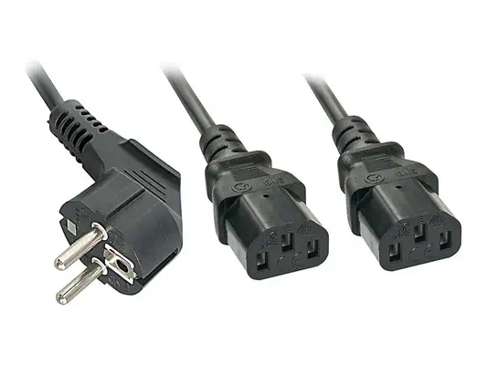 LINDY 2m Schuko to 2x IEC C13 Y-Cable - Lindy - Câble divers - visuel 1