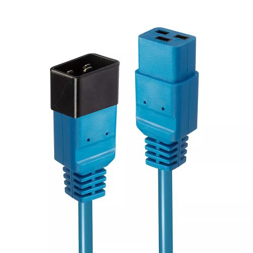 Revendeur officiel Câble divers LINDY 1m IEC C19 to C20 Extension Cable Blue