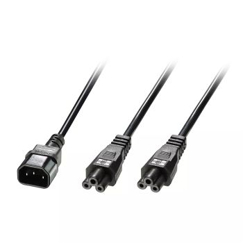 Revendeur officiel Câble divers LINDY 2.5m IEC C14 to 2xIEC C5 Splitter Extension Cable