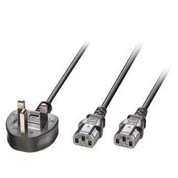 Revendeur officiel Câble divers LINDY 2.5m UK 3Pin Plug to 2x C13 Y Cable