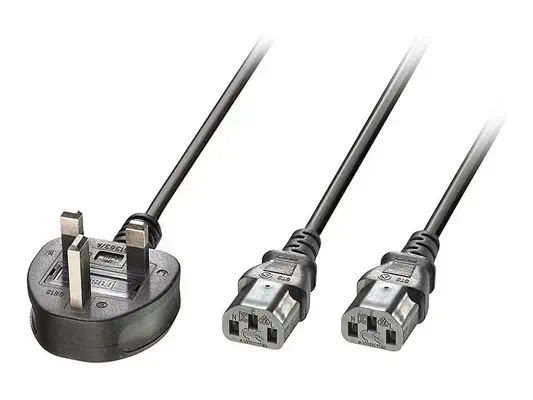 LINDY 2.5m UK 3Pin Plug to 2x C13 Y Cable - Lindy - Câble divers - visuel 1