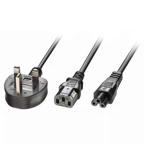 Revendeur officiel LINDY 2.5m UK 3 Pin Plug to 1x C13 & 1x C5