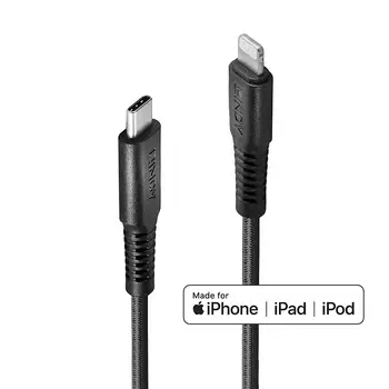 Revendeur officiel Câble USB LINDY 0.5m reinforced USB Type C to Lightning charging
