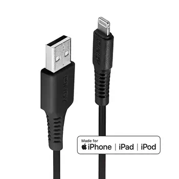 Revendeur officiel Câble USB LINDY 1m USB to Lightning Cable black Charge and sync