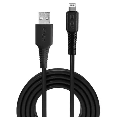 LINDY 2m USB to Lightning Cable black Charge Lindy - visuel 1 - hello RSE - Certifié MFi