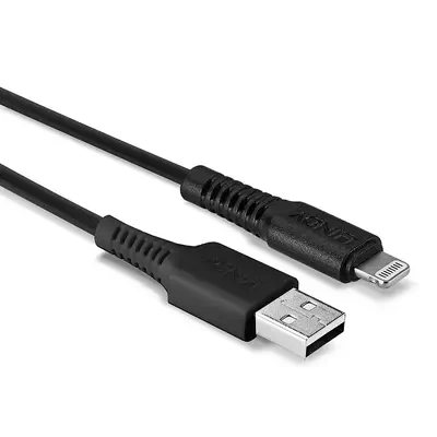 LINDY 2m USB to Lightning Cable black Charge Lindy - visuel 1 - hello RSE - Câble sans PVC et sans halogène
