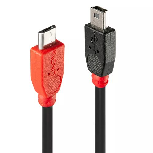 Revendeur officiel Câble USB LINDY USB 2.0 Cable Type Micro-B/Mini-B OTG 0.5m Micro-B