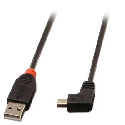 Vente Câble USB LINDY USB 2.0 Type A/Mini-B 90 1m Mini-B plug right angled