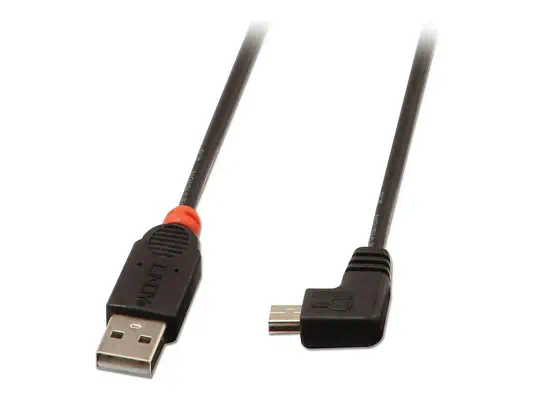 LINDY USB 2.0 Type A/Mini-B 90 1m Mini-B plug right angled - Lindy - Câble USB - visuel 1