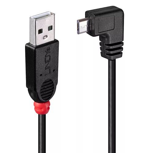 Vente Câble USB LINDY USB 2.0 Type A/Micro-B 90 2m Mini-B plug right angled
