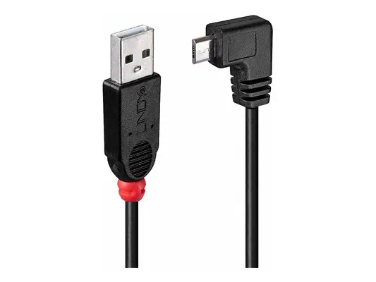 LINDY USB 2.0 Type A/Micro-B 90 2m Mini-B plug right angled - Lindy - Câble USB - visuel 1