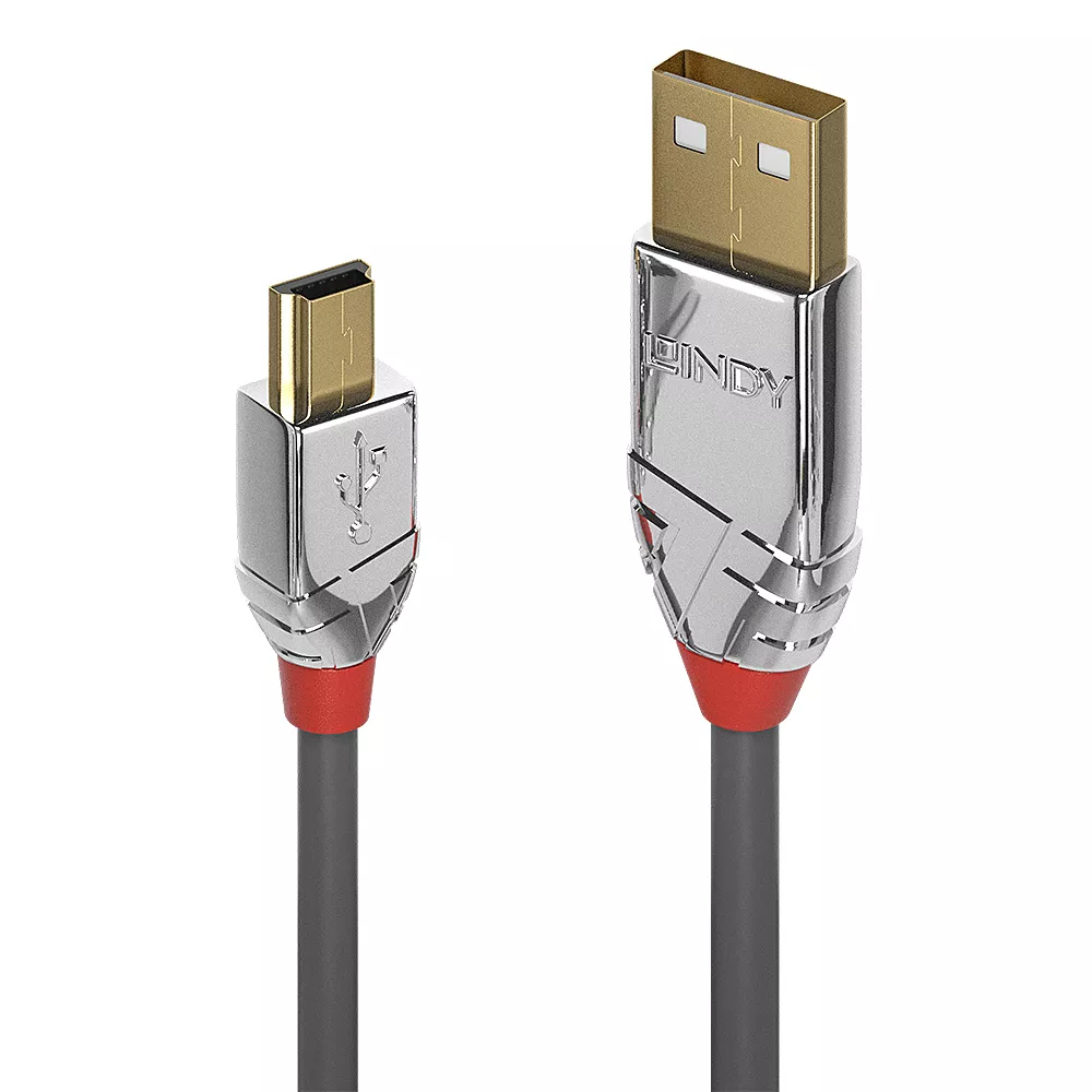 Revendeur officiel LINDY 0.5m USB 2.0 Type A/Mini-B Cable Cromo Line