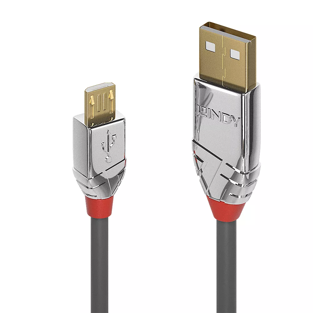 Revendeur officiel LINDY 0.5m USB 2.0 Type A/Micro-B Cable Cromo Line