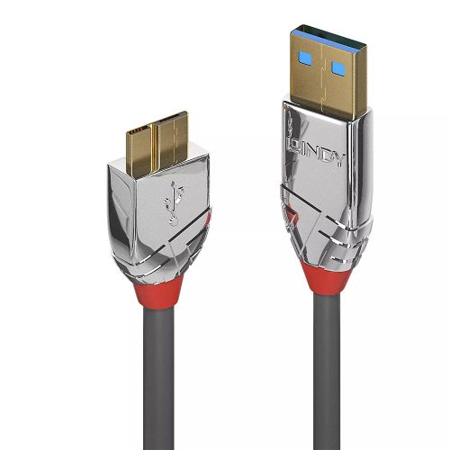 Revendeur officiel Câble USB LINDY 0.5m USB 3.0 Type A/Micro-B Cable Cromo Line