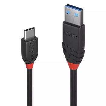Vente Câble USB LINDY 0.5m USB 3.1 Type A to C Cable 3A Black Line
