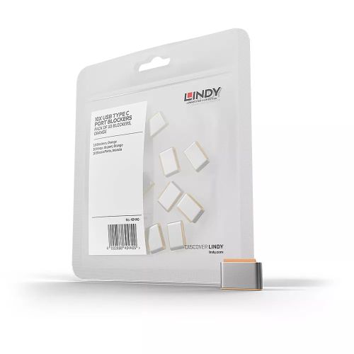 Revendeur officiel LINDY USB Type C Port Blockers Pack of 10 Orange