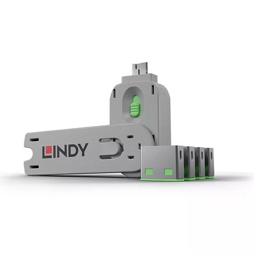 Achat LINDY Clé USB et 4 bloqueurs de ports USB Vert - 4002888404518