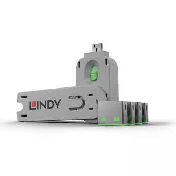 Achat LINDY Clé USB et 4 bloqueurs de ports USB Vert au meilleur prix