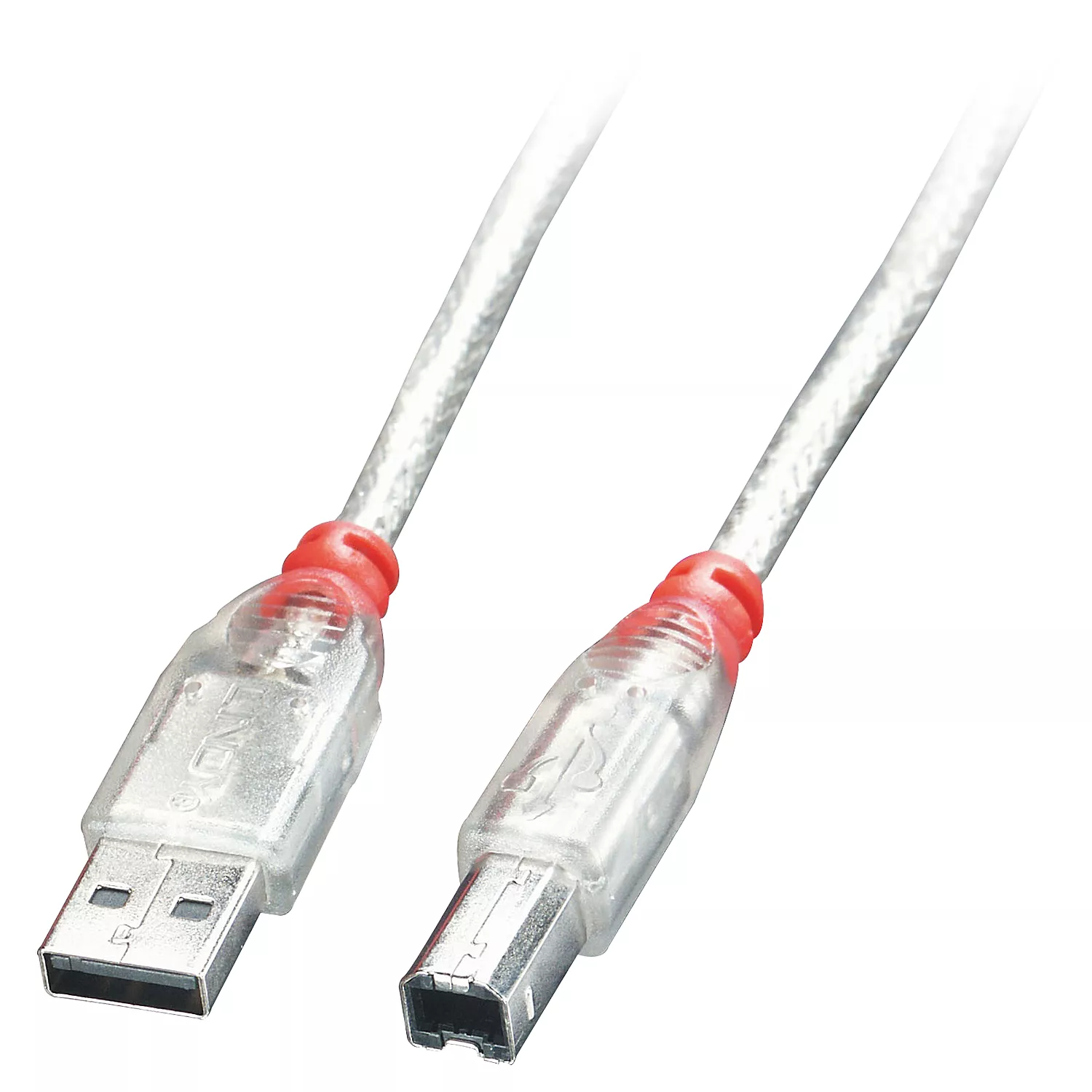 Revendeur officiel LINDY USB 2.0 Cable Type A/B Transparent 0.2m Typ A/B