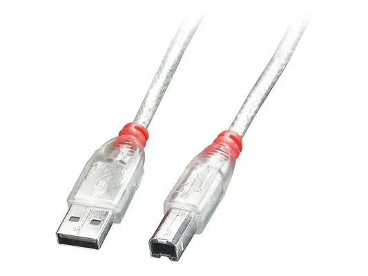 LINDY USB 2.0 Cable Type A/B Transparent 0.5m Typ A/B - Lindy - Câble USB - visuel 1
